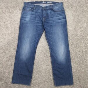 7 For All Mankind Jeans Mens 38x29 Blue Standard Faded Whisker Zip Denim Pants